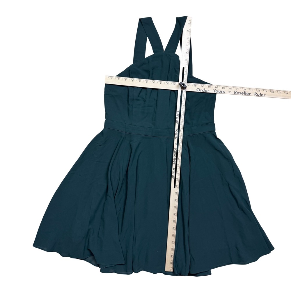 NWT Lulus Forevermore Emerald Green Skater Dress Chiffon Mini Size XL - Picture 5 of 8
